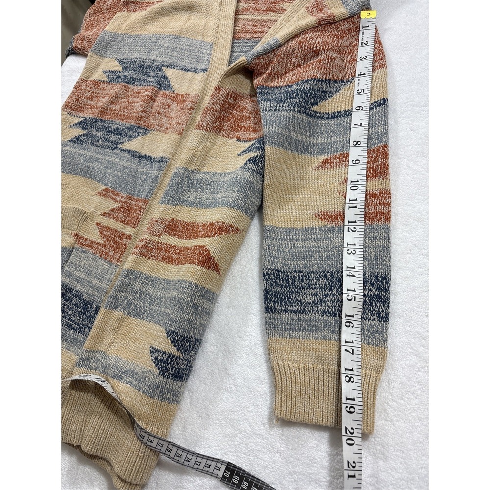 Lucky Brand‎ Women's M Aztec Print Open Front Cardigan Sweater Pockets - Picture 11 of 11